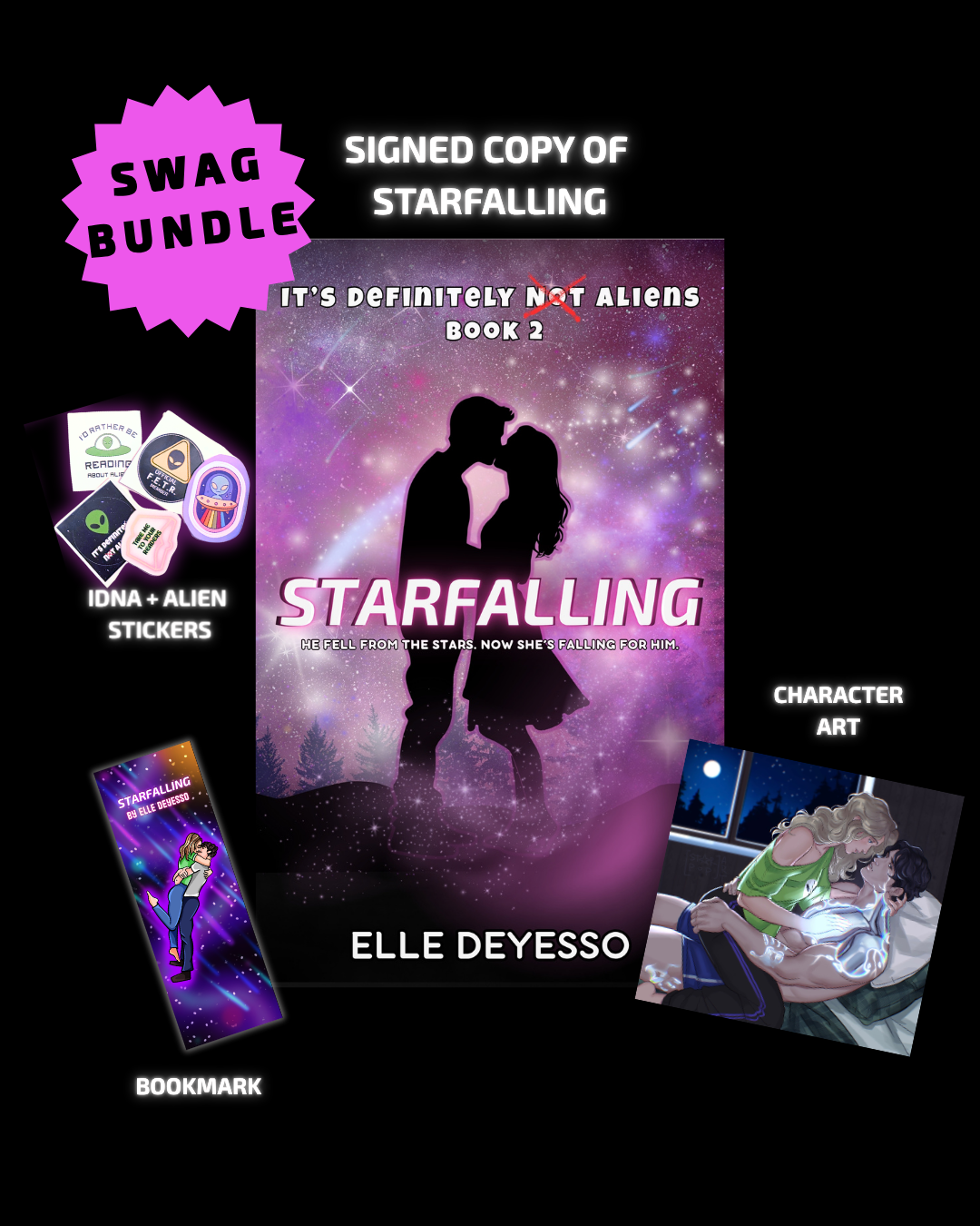 Signed Starfalling Paperback + Swag Bundle